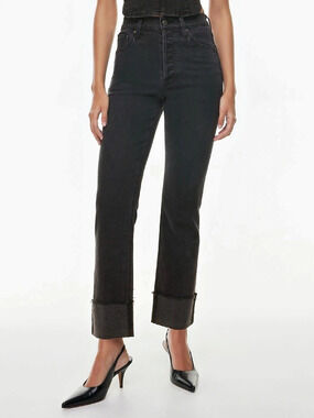 Denim Forum The Arlo Hi-Rise Cuff Jean Black Waist 26